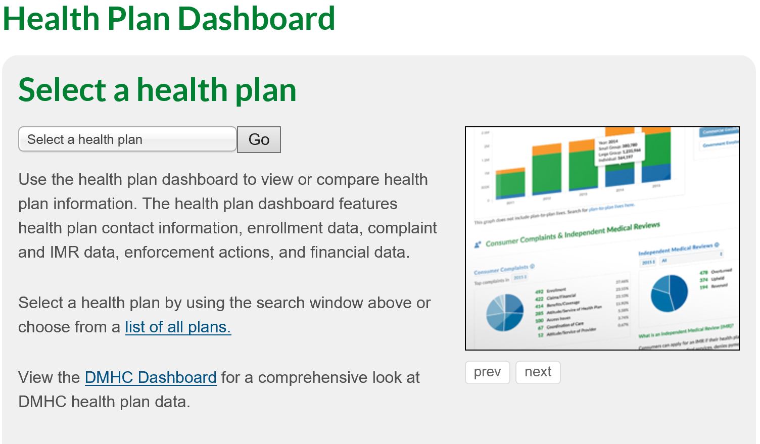 Compare CA health plans with the DMHC dashboard